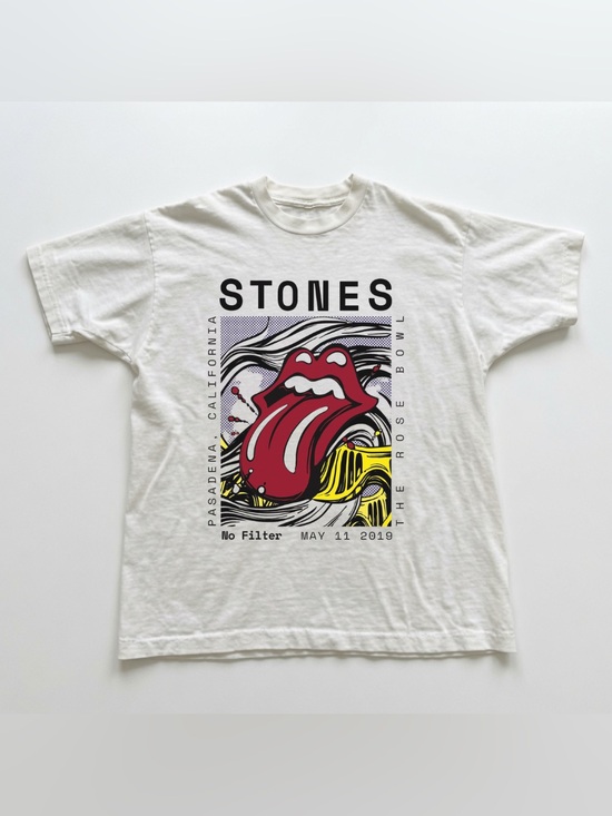 Gildan Other - Rolling Stones Pop Art Tongue Unisex Tee White Classic Rock Graphic T-Shirt